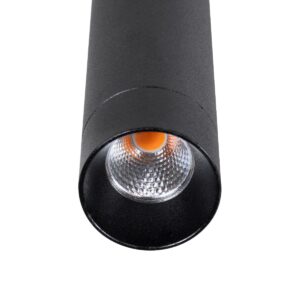 GloboStar® CANAL 60374 Κρεμαστό Φωτιστικό Σποτ Οροφής LED Downlight 7W 700lm 36° AC 220-240V IP20 Φ4 x Υ30cm Θερμό Λευκό 2700K – Μαύρο – Bridgelux COB – 5 Years Warranty