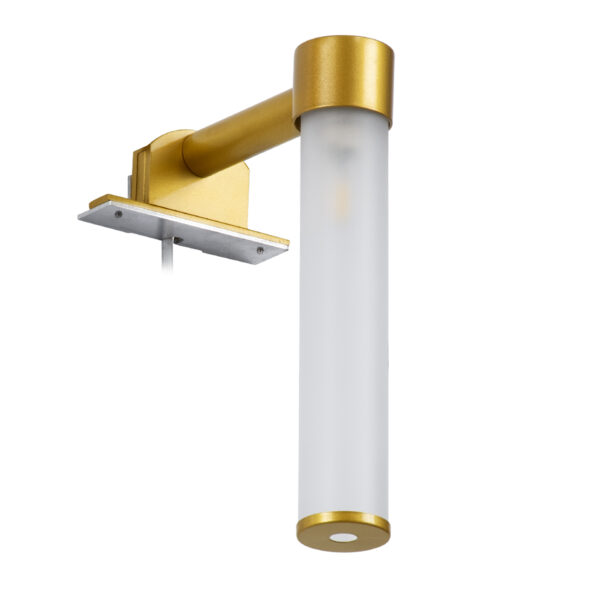GloboStar® ELSA 60405 Μοντέρνο Φωτιστικό Τοίχου – Απλίκα Καθρέπτη Μπάνιου – Πίνακα 1 x G9 360° AC 220-240V IP44 Μ3.5 x Π13.5 x Υ20cm – Χρυσό – 5 Χρόνια Εγγύηση