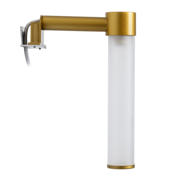 GloboStar® ELSA 60405 Μοντέρνο Φωτιστικό Τοίχου – Απλίκα Καθρέπτη Μπάνιου – Πίνακα 1 x G9 360° AC 220-240V IP44 Μ3.5 x Π13.5 x Υ20cm – Χρυσό – 5 Χρόνια Εγγύηση
