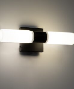 GloboStar® ANAIS 60408 Μοντέρνο Φωτιστικό Τοίχου – Απλίκα Καθρέπτη Μπάνιου – Πίνακα 2 x G9 270° AC 220-240V IP44 Μ34 x Π12 x Υ11cm – Μαύρο – 5 Years Warranty