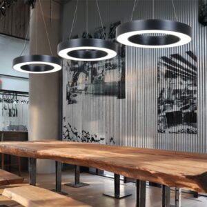 InLight Κρεμαστό φωτιστικό LED 50W 3000K σε μαύρη απόχρωση D:80cm (6041-80-BL)