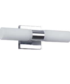 GloboStar® ANAIS 60410 Μοντέρνο Φωτιστικό Τοίχου – Απλίκα Καθρέπτη Μπάνιου – Πίνακα 2 x G9 270° AC 220-240V IP44 Μ34 x Π12 x Υ11cm – Χρώμιο Νίκελ – 5 Χρόνια Εγγύηση