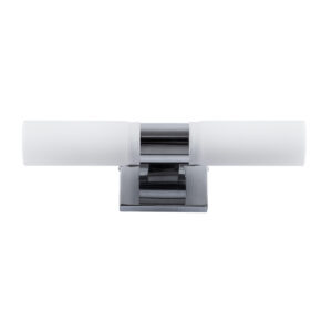 GloboStar® ANAIS 60410 Μοντέρνο Φωτιστικό Τοίχου – Απλίκα Καθρέπτη Μπάνιου – Πίνακα 2 x G9 270° AC 220-240V IP44 Μ34 x Π12 x Υ11cm – Χρώμιο Νίκελ – 5 Χρόνια Εγγύηση