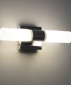 GloboStar® ANAIS 60410 Μοντέρνο Φωτιστικό Τοίχου – Απλίκα Καθρέπτη Μπάνιου – Πίνακα 2 x G9 270° AC 220-240V IP44 Μ34 x Π12 x Υ11cm – Χρώμιο Νίκελ – 5 Χρόνια Εγγύηση