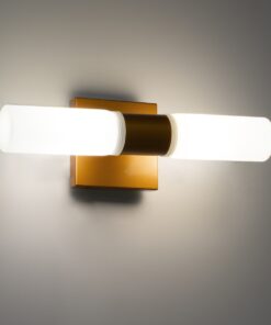 GloboStar® ANAIS 60411 Μοντέρνο Φωτιστικό Τοίχου – Απλίκα Καθρέπτη Μπάνιου – Πίνακα 2 x G9 270° AC 220-240V IP44 Μ34 x Π12 x Υ11cm – Χάλκινο – 5 Years Warranty