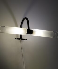 GloboStar® FLORA 60412 Μοντέρνο Φωτιστικό Τοίχου – Απλίκα Καθρέπτη Μπάνιου – Πίνακα 2 x G9 270° AC 220-240V IP44 Μ31 x Π13 x Υ12cm – Μαύρο – 5 Years Warranty