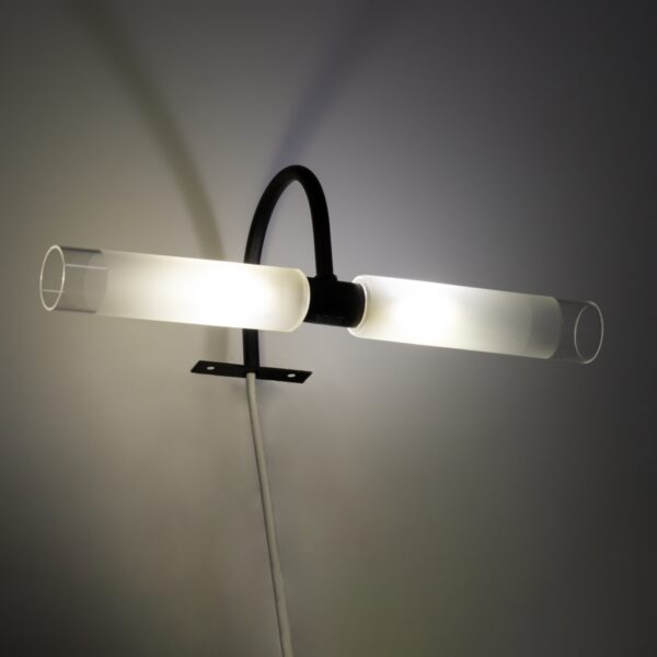 GloboStar® FLORA 60412 Μοντέρνο Φωτιστικό Τοίχου – Απλίκα Καθρέπτη Μπάνιου – Πίνακα 2 x G9 270° AC 220-240V IP44 Μ31 x Π13 x Υ12cm – Μαύρο – 5 Years Warranty
