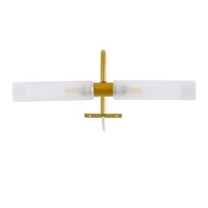 GloboStar® FLORA 60413 Μοντέρνο Φωτιστικό Τοίχου – Απλίκα Καθρέπτη Μπάνιου – Πίνακα 2 x G9 270° AC 220-240V IP44 Μ31 x Π13 x Υ12cm – Χρυσό – 5 Years Warranty