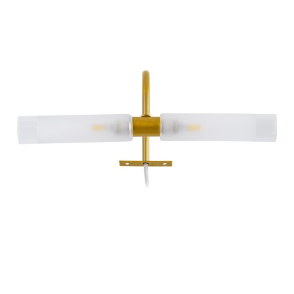 GloboStar® FLORA 60413 Μοντέρνο Φωτιστικό Τοίχου – Απλίκα Καθρέπτη Μπάνιου – Πίνακα 2 x G9 270° AC 220-240V IP44 Μ31 x Π13 x Υ12cm – Χρυσό – 5 Years Warranty