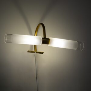 GloboStar® FLORA 60413 Μοντέρνο Φωτιστικό Τοίχου – Απλίκα Καθρέπτη Μπάνιου – Πίνακα 2 x G9 270° AC 220-240V IP44 Μ31 x Π13 x Υ12cm – Χρυσό – 5 Years Warranty