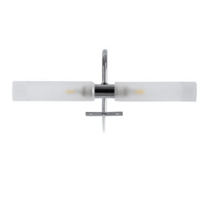 GloboStar® FLORA 60414 Μοντέρνο Φωτιστικό Τοίχου – Απλίκα Καθρέπτη Μπάνιου – Πίνακα 2 x G9 270° AC 220-240V IP44 Μ31 x Π13 x Υ12cm – Χρώμιο Νίκελ – 5 Χρόνια Εγγύηση