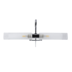 GloboStar® FLORA 60414 Μοντέρνο Φωτιστικό Τοίχου – Απλίκα Καθρέπτη Μπάνιου – Πίνακα 2 x G9 270° AC 220-240V IP44 Μ31 x Π13 x Υ12cm – Χρώμιο Νίκελ – 5 Χρόνια Εγγύηση