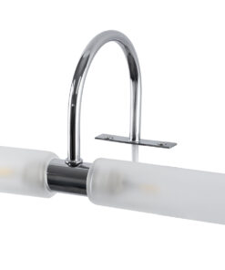 GloboStar® FLORA 60414 Μοντέρνο Φωτιστικό Τοίχου – Απλίκα Καθρέπτη Μπάνιου – Πίνακα 2 x G9 270° AC 220-240V IP44 Μ31 x Π13 x Υ12cm – Χρώμιο Νίκελ – 5 Χρόνια Εγγύηση