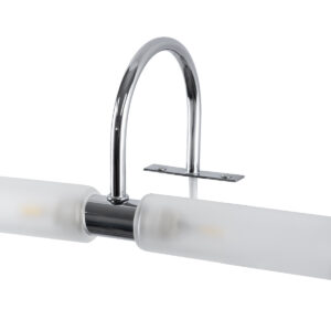 GloboStar® FLORA 60414 Μοντέρνο Φωτιστικό Τοίχου – Απλίκα Καθρέπτη Μπάνιου – Πίνακα 2 x G9 270° AC 220-240V IP44 Μ31 x Π13 x Υ12cm – Χρώμιο Νίκελ – 5 Χρόνια Εγγύηση