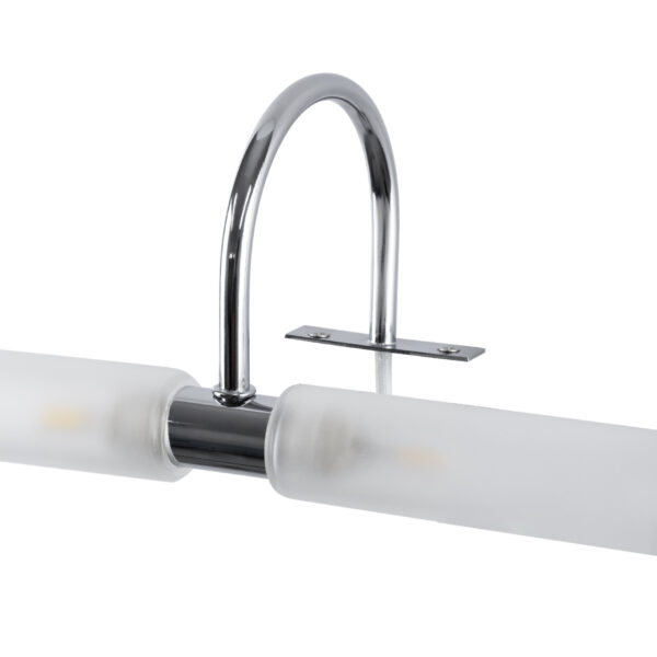 GloboStar® FLORA 60414 Μοντέρνο Φωτιστικό Τοίχου – Απλίκα Καθρέπτη Μπάνιου – Πίνακα 2 x G9 270° AC 220-240V IP44 Μ31 x Π13 x Υ12cm – Χρώμιο Νίκελ – 5 Χρόνια Εγγύηση