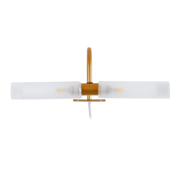 GloboStar® FLORA 60415 Μοντέρνο Φωτιστικό Τοίχου – Απλίκα Καθρέπτη Μπάνιου – Πίνακα 2 x G9 270° AC 220-240V IP44 Μ31 x Π13 x Υ12cm – Χάλκινο – 5 Years Warranty
