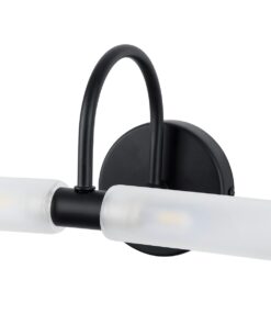 GloboStar® PAOLA 60416 Μοντέρνο Φωτιστικό Τοίχου – Απλίκα Καθρέπτη Μπάνιου – Πίνακα 2 x G9 270° AC 220-240V IP44 Μ31 x Π16 x Υ15cm – Μαύρο – 5 Years Warranty