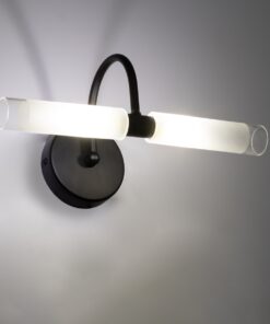 GloboStar® PAOLA 60416 Μοντέρνο Φωτιστικό Τοίχου – Απλίκα Καθρέπτη Μπάνιου – Πίνακα 2 x G9 270° AC 220-240V IP44 Μ31 x Π16 x Υ15cm – Μαύρο – 5 Years Warranty