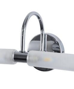 GloboStar® PAOLA 60418 Μοντέρνο Φωτιστικό Τοίχου – Απλίκα Καθρέπτη Μπάνιου – Πίνακα 2 x G9 270° AC 220-240V IP44 Μ31 x Π16 x Υ15cm – Χρώμιο Νίκελ – 5 Years Warranty