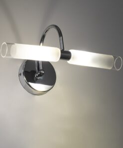 GloboStar® PAOLA 60418 Μοντέρνο Φωτιστικό Τοίχου – Απλίκα Καθρέπτη Μπάνιου – Πίνακα 2 x G9 270° AC 220-240V IP44 Μ31 x Π16 x Υ15cm – Χρώμιο Νίκελ – 5 Years Warranty