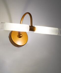 GloboStar® PAOLA 60419 Μοντέρνο Φωτιστικό Τοίχου – Απλίκα Καθρέπτη Μπάνιου – Πίνακα 2 x G9 270° AC 220-240V IP44 Μ31 x Π16 x Υ15cm – Χάλκινο – 5 Years Warranty