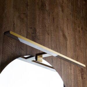 GloboStar® NINA 60421 Μοντέρνο Φωτιστικό Τοίχου – Απλίκα Καθρέπτη Μπάνιου – Πίνακα LED 12W 1400lm 120° AC 220-240V IP44 Μ60 x Π10.5 x Υ4cm – Φυσικό Λευκό 4500K – Χρυσό – 3 Years Warranty