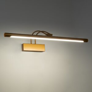 GloboStar® LAURA 60427 Μοντέρνο Φωτιστικό Τοίχου – Απλίκα Καθρέπτη Μπάνιου – Πίνακα LED 12W 1400lm 120° AC 220-240V IP44 Μ60 x Π27 x Υ13cm – Φυσικό Λευκό 4500K – Χάλκινο – 3 Years Warranty