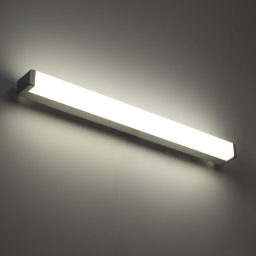 GloboStar® RENATA 60442 Μοντέρνο Φωτιστικό Τοίχου – Απλίκα Καθρέπτη Μπάνιου – Πίνακα LED 12W 1400lm 210° AC 220-240V IP44 Μ60 x Π4 x Υ5.5cm – Φυσικό Λευκό 4500K – Χρώμιο Νίκελ – 3 Χρόνια Εγγύηση