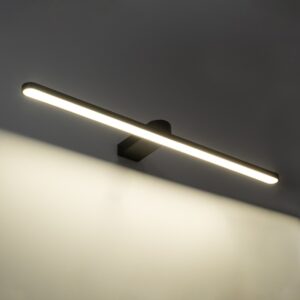 GloboStar® MEGAN 60448 Μοντέρνο Φωτιστικό Τοίχου – Απλίκα Καθρέπτη Μπάνιου – Πίνακα LED 12W 1400lm 120° AC 220-240V IP44 Μ60 x Π12 x Υ4cm – Φυσικό Λευκό 4500K – Μαύρο – 3 Years Warranty