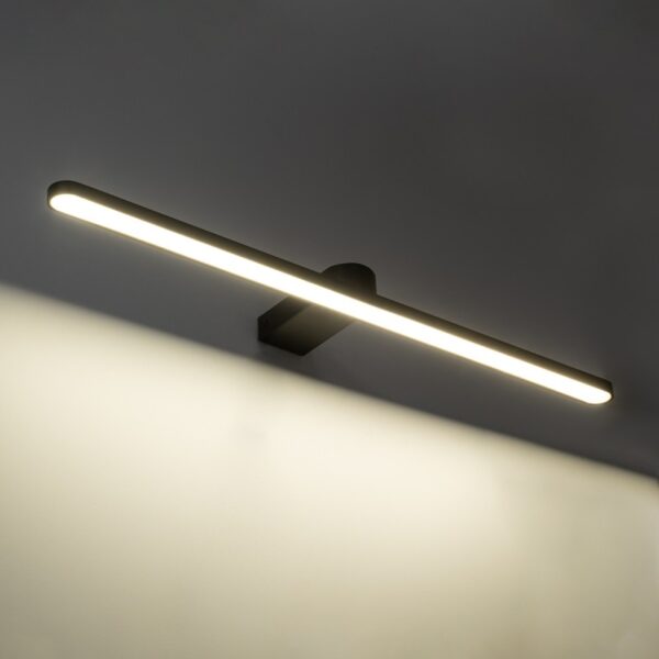 GloboStar® MEGAN 60448 Μοντέρνο Φωτιστικό Τοίχου – Απλίκα Καθρέπτη Μπάνιου – Πίνακα LED 12W 1400lm 120° AC 220-240V IP44 Μ60 x Π12 x Υ4cm – Φυσικό Λευκό 4500K – Μαύρο – 3 Years Warranty