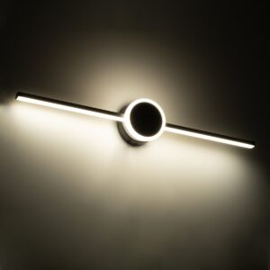 GloboStar® OPAL 60454 Μοντέρνο Φωτιστικό Τοίχου – Απλίκα Καθρέπτη Μπάνιου – Πίνακα LED 14W 1600lm 180° AC 220-240V IP44 Μ60 x Π6 x Υ10cm – Φυσικό Λευκό 4500K – Μαύρο – 3 Years Warranty