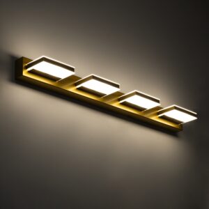 GloboStar® KARLA 60457 Μοντέρνο Φωτιστικό Τοίχου – Απλίκα Καθρέπτη Μπάνιου – Πίνακα LED 14W 1600lm 180° AC 220-240V IP44 Μ60 x Π9 x Υ5cm – Φυσικό Λευκό 4500K – Χρυσό – 3 Years Warranty