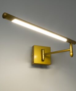 GloboStar® FRIDA 60459 Μοντέρνο Φωτιστικό Τοίχου – Απλίκα Καθρέπτη Μπάνιου – Πίνακα LED 12W 1400lm 120° AC 220-240V IP44 Μ51 x Π9 έως Π68(Ρυθμιζόμενο) x Υ10cm – Φυσικό Λευκό 4500K – Χρυσό – 3 Years Warranty