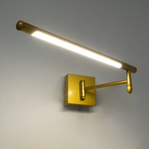 GloboStar® FRIDA 60459 Μοντέρνο Φωτιστικό Τοίχου – Απλίκα Καθρέπτη Μπάνιου – Πίνακα LED 12W 1400lm 120° AC 220-240V IP44 Μ51 x Π9 έως Π68(Ρυθμιζόμενο) x Υ10cm – Φυσικό Λευκό 4500K – Χρυσό – 3 Years Warranty