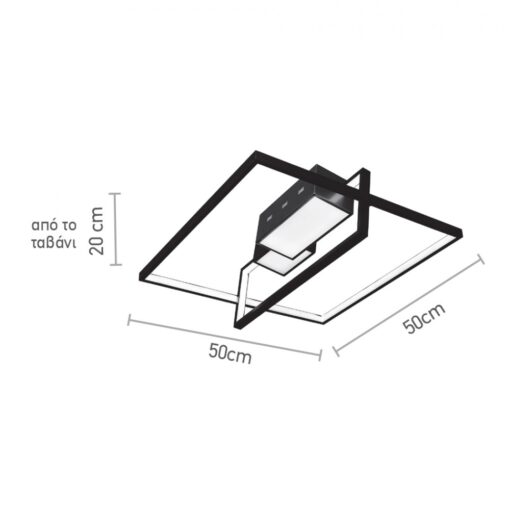 InLight Πλαφονιέρα οροφής LED 65W 3CCT σε μαύρη και χρυσαφί απόχρωση D:50cm (6046)