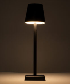 GloboStar® NEGA 60473 Μοντέρνο Επιτραπέζιο Φωτιστικό Πορτατίφ LED 2.2W 154lm 360° DC 5V Επαναφορτιζόμενο με Μπαταρία Li-ion 4000mAh – Διακόπτη Αφής – Θερμό Λευκό 2700K – Dimmable – D10 x H39cm – Μαύρο – 2 Years Warranty