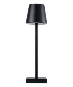 GloboStar® NEGA 60473 Μοντέρνο Επιτραπέζιο Φωτιστικό Πορτατίφ LED 2.2W 154lm 360° DC 5V Επαναφορτιζόμενο με Μπαταρία Li-ion 4000mAh – Διακόπτη Αφής – Θερμό Λευκό 2700K – Dimmable – D10 x H39cm – Μαύρο – 2 Years Warranty