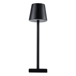 GloboStar® NEGA 60473 Μοντέρνο Επιτραπέζιο Φωτιστικό Πορτατίφ LED 2.2W 154lm 360° DC 5V Επαναφορτιζόμενο με Μπαταρία Li-ion 4000mAh – Διακόπτη Αφής – Θερμό Λευκό 2700K – Dimmable – D10 x H39cm – Μαύρο – 2 Years Warranty
