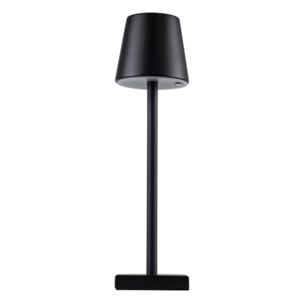 GloboStar® NEGA 60473 Μοντέρνο Επιτραπέζιο Φωτιστικό Πορτατίφ LED 2.2W 154lm 360° DC 5V Επαναφορτιζόμενο με Μπαταρία Li-ion 4000mAh – Διακόπτη Αφής – Θερμό Λευκό 2700K – Dimmable – D10 x H39cm – Μαύρο – 2 Years Warranty