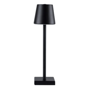 GloboStar® NEGA 60473 Μοντέρνο Επιτραπέζιο Φωτιστικό Πορτατίφ LED 2.2W 154lm 360° DC 5V Επαναφορτιζόμενο με Μπαταρία Li-ion 4000mAh – Διακόπτη Αφής – Θερμό Λευκό 2700K – Dimmable – D10 x H39cm – Μαύρο – 2 Years Warranty