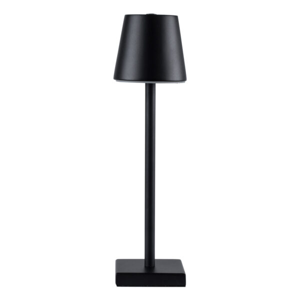 GloboStar® NEGA 60473 Μοντέρνο Επιτραπέζιο Φωτιστικό Πορτατίφ LED 2.2W 154lm 360° DC 5V Επαναφορτιζόμενο με Μπαταρία Li-ion 4000mAh – Διακόπτη Αφής – Θερμό Λευκό 2700K – Dimmable – D10 x H39cm – Μαύρο – 2 Years Warranty