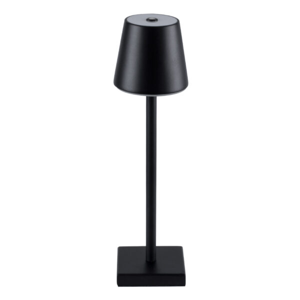 GloboStar® NEGA 60473 Μοντέρνο Επιτραπέζιο Φωτιστικό Πορτατίφ LED 2.2W 154lm 360° DC 5V Επαναφορτιζόμενο με Μπαταρία Li-ion 4000mAh – Διακόπτη Αφής – Θερμό Λευκό 2700K – Dimmable – D10 x H39cm – Μαύρο – 2 Years Warranty