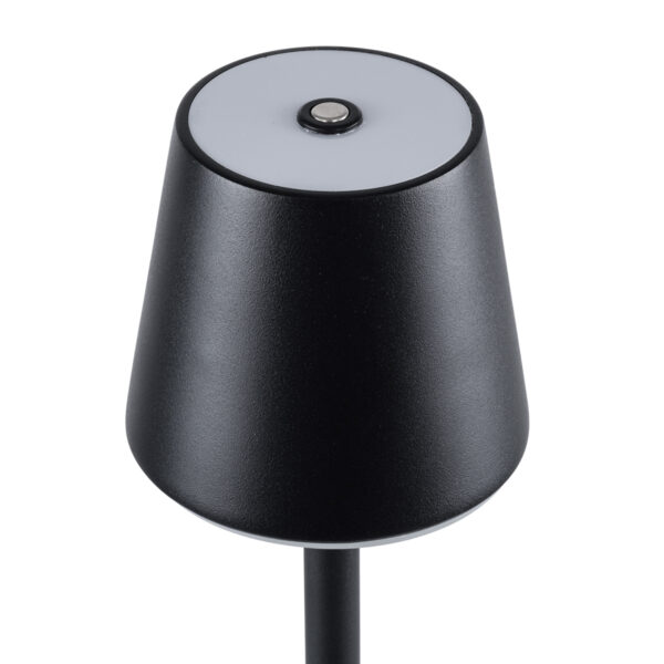 GloboStar® NEGA 60473 Μοντέρνο Επιτραπέζιο Φωτιστικό Πορτατίφ LED 2.2W 154lm 360° DC 5V Επαναφορτιζόμενο με Μπαταρία Li-ion 4000mAh – Διακόπτη Αφής – Θερμό Λευκό 2700K – Dimmable – D10 x H39cm – Μαύρο – 2 Years Warranty
