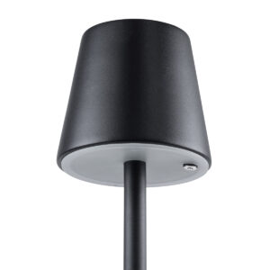 GloboStar® NEGA 60473 Μοντέρνο Επιτραπέζιο Φωτιστικό Πορτατίφ LED 2.2W 154lm 360° DC 5V Επαναφορτιζόμενο με Μπαταρία Li-ion 4000mAh – Διακόπτη Αφής – Θερμό Λευκό 2700K – Dimmable – D10 x H39cm – Μαύρο – 2 Years Warranty