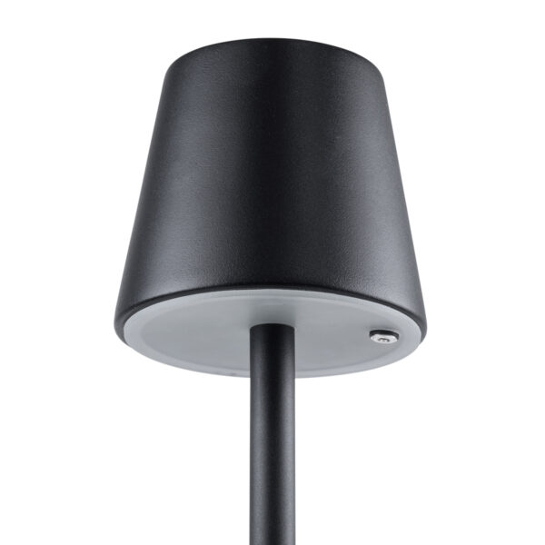 GloboStar® NEGA 60473 Μοντέρνο Επιτραπέζιο Φωτιστικό Πορτατίφ LED 2.2W 154lm 360° DC 5V Επαναφορτιζόμενο με Μπαταρία Li-ion 4000mAh – Διακόπτη Αφής – Θερμό Λευκό 2700K – Dimmable – D10 x H39cm – Μαύρο – 2 Years Warranty