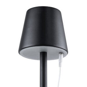 GloboStar® NEGA 60473 Μοντέρνο Επιτραπέζιο Φωτιστικό Πορτατίφ LED 2.2W 154lm 360° DC 5V Επαναφορτιζόμενο με Μπαταρία Li-ion 4000mAh – Διακόπτη Αφής – Θερμό Λευκό 2700K – Dimmable – D10 x H39cm – Μαύρο – 2 Years Warranty