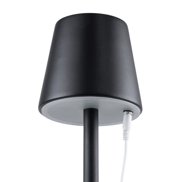 GloboStar® NEGA 60473 Μοντέρνο Επιτραπέζιο Φωτιστικό Πορτατίφ LED 2.2W 154lm 360° DC 5V Επαναφορτιζόμενο με Μπαταρία Li-ion 4000mAh – Διακόπτη Αφής – Θερμό Λευκό 2700K – Dimmable – D10 x H39cm – Μαύρο – 2 Years Warranty