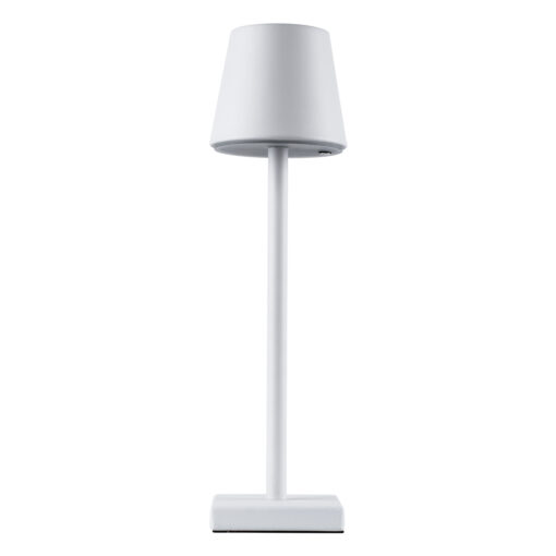 GloboStar® NEGA 60474 Μοντέρνο Επιτραπέζιο Φωτιστικό Πορτατίφ LED 2.2W 154lm 360° DC 5V Επαναφορτιζόμενο με Μπαταρία Li-ion 4000mAh – Διακόπτη Αφής – Θερμό Λευκό 2700K – Dimmable – D10 x H39cm – Λευκό – 2 Years Warranty