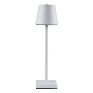 GloboStar® NEGA 60474 Μοντέρνο Επιτραπέζιο Φωτιστικό Πορτατίφ LED 2.2W 154lm 360° DC 5V Επαναφορτιζόμενο με Μπαταρία Li-ion 4000mAh – Διακόπτη Αφής – Θερμό Λευκό 2700K – Dimmable – D10 x H39cm – Λευκό – 2 Years Warranty