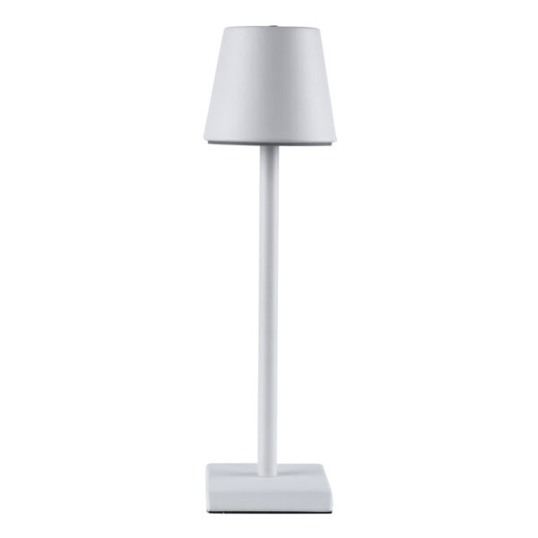 GloboStar® NEGA 60474 Μοντέρνο Επιτραπέζιο Φωτιστικό Πορτατίφ LED 2.2W 154lm 360° DC 5V Επαναφορτιζόμενο με Μπαταρία Li-ion 4000mAh – Διακόπτη Αφής – Θερμό Λευκό 2700K – Dimmable – D10 x H39cm – Λευκό – 2 Years Warranty